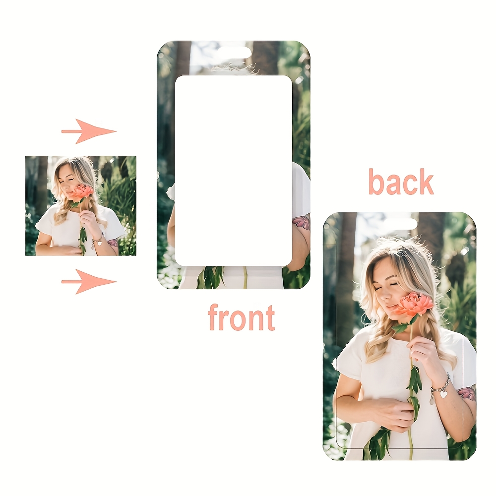 TEMU 2d [customization] Photo Custom Dual-sided Card Holder And Personalized Round Badge Retractable Clip, Abs Material, With Retractable Reel,