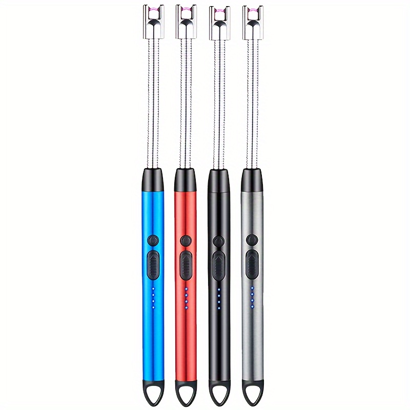 TEMU 4pcs Candle Lighter Usb Rechargeable Electric Lighter With Flexible Neck Flameless Windproof Rotate With Led Battery Level Indicator And Safety Switch For Aromatherapy Candle Grill Camping Bbq
