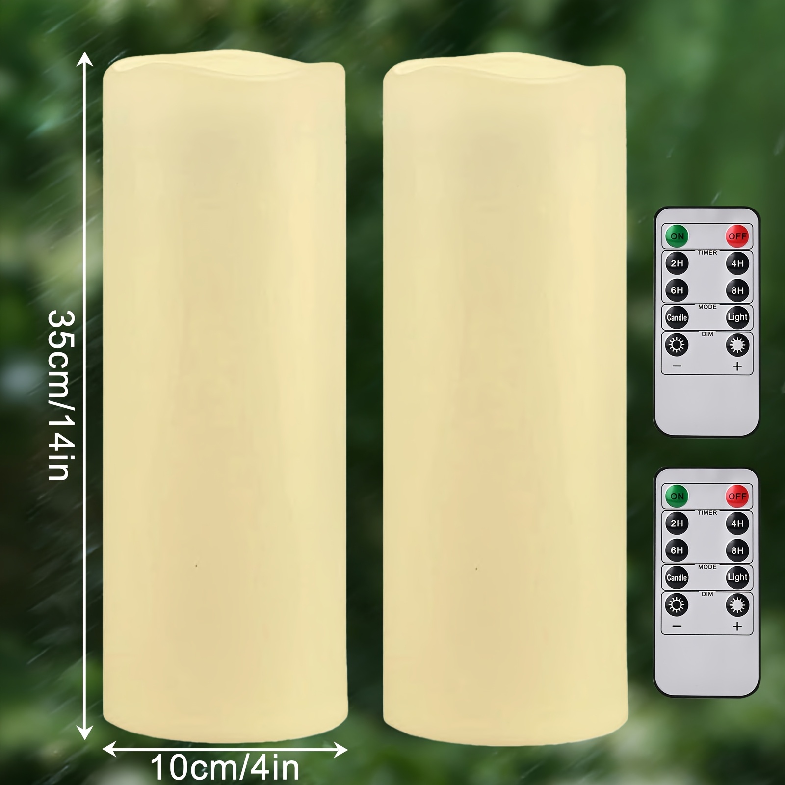 E-shop Große wasserdichte LED-Kerzen für den Außenbereich mit Timer & Fernbedienung für Terrassen, Verandalaternen, Gartendeko, flackernde,