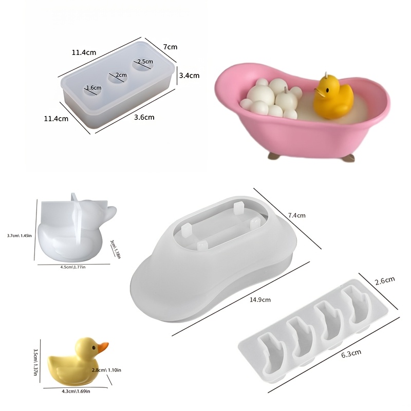 E-shop 4er-Set Silikonformen zum Gießen, Badewannen, Gummienten, Aufbewahrungs- und Deko-Tabletts, Zuhause, Eingangsbereich, Terrasse, Tischornamente,