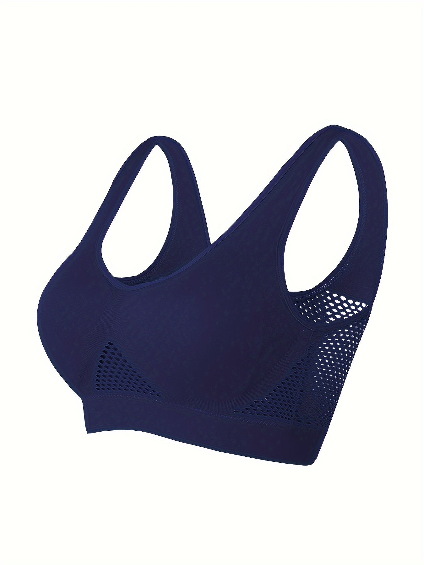 1pc Essence Collection - High-Elasticity Bra with Removable Pads, Breathable Mesh Design for &, Wireless & Comfortable Fit, Plus Size Bra | Wireless Bra | Removable Pads