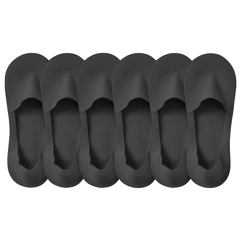 TEMU 6 Pairs Summer Women's Thin Breathable Seamless Anti-slip Drop Heel Invisible Boat Socks Black White Nude Women's Socks
