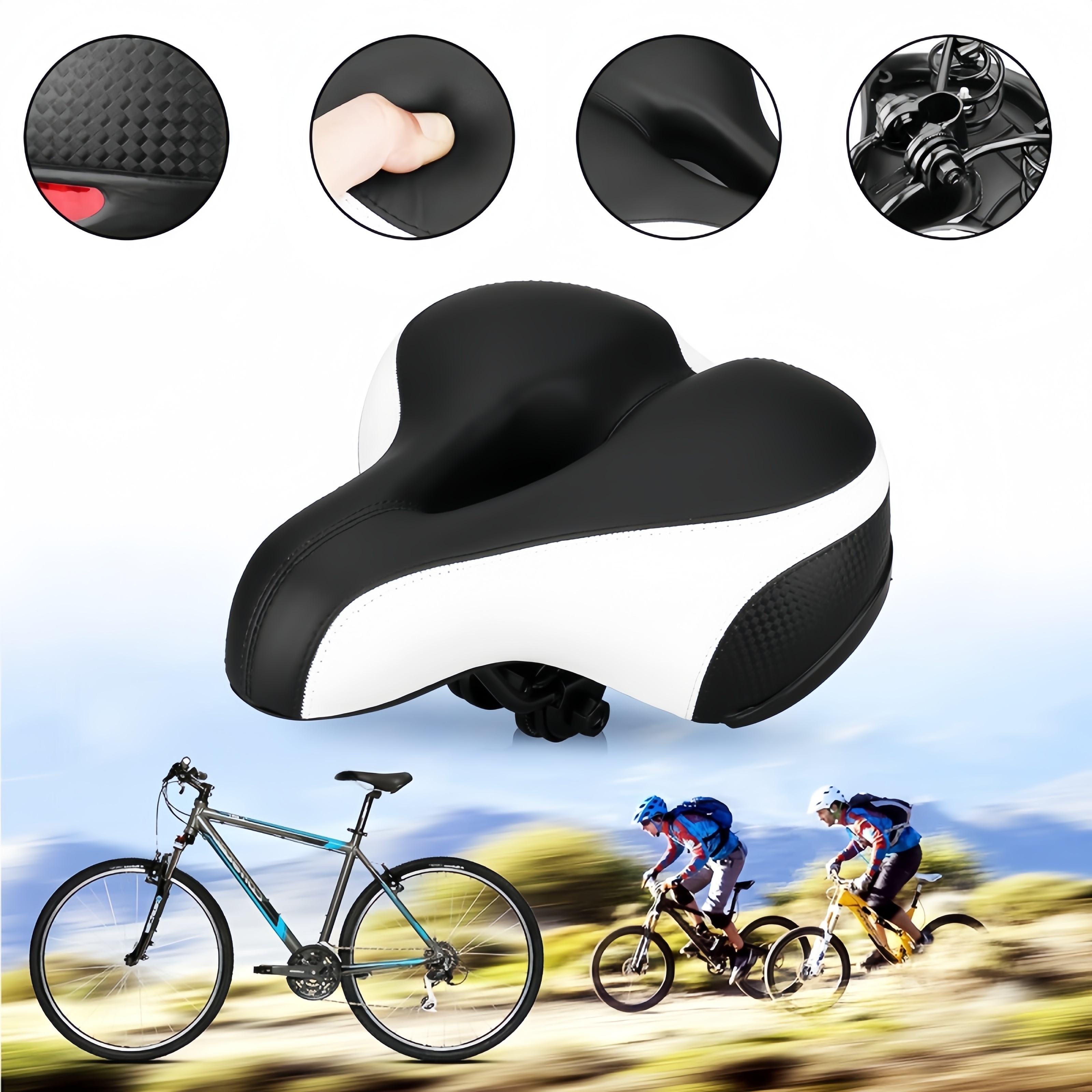 

Wide And Soft Mountain Bike Cushion, Thickened Sponge Seat For Cycling Gear.