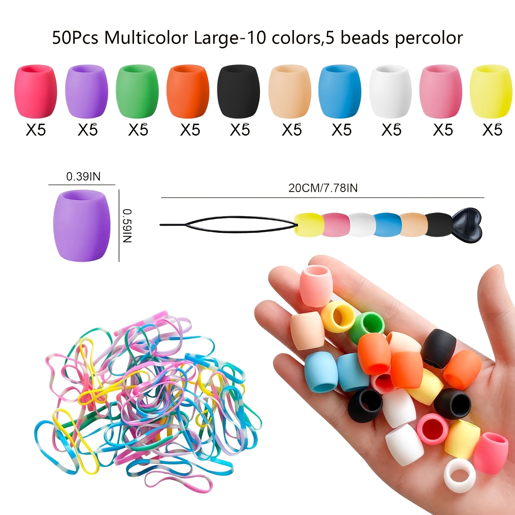 colorful silicone hair beads braids soft rubber pony beads Temu