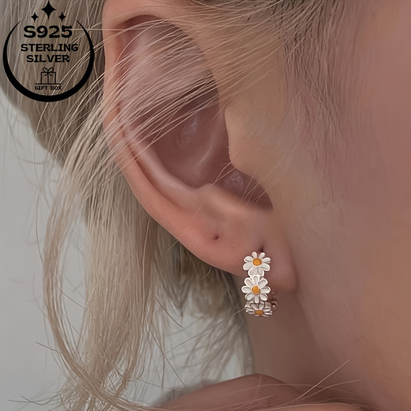 3pc 925 Silver Daisy Classic Set with Ring and Earrings