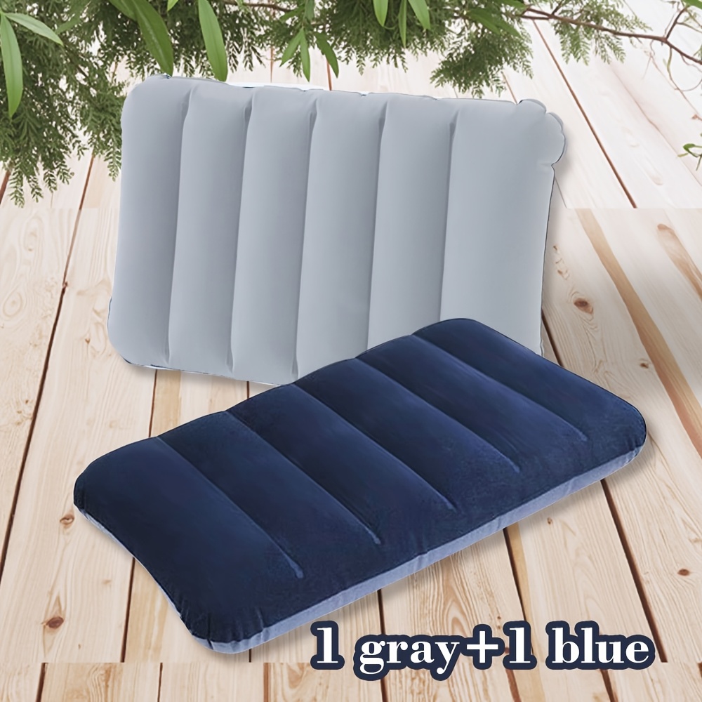 E-shop 2er Set Erwachsenen-Luftkissen für Camping - 18,5 Zoll x 12 Zoll, Schnelltrocknendes PVC, Quadratisches Design, Kompakter Outdoor-Schlafkissen,