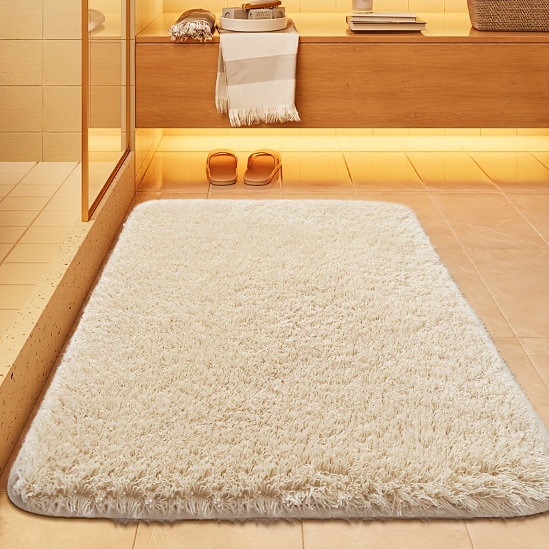 

[1pc Luxury Plush Bath Rug] Luxury Plush Bath Rug, Non-slip Tufted Polyester Bath Mat With Rubber Backing, Knit Fabric, 720gsm, 3cm , With Non-slip For Bathroom, Bedroom, And Living Room