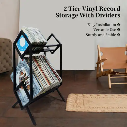Supporto Per Vinili VEDECASA Con Ruote - Organizza Fino A 150 LP, Design Moderno Per Casa O DJ - Foto 5