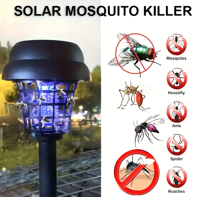 

2-piece Solar Mosquito Killer Lamps - Durable Outdoor Garden Fly Traps With High-efficiency Electric Shock - Safe, All-natural Yard Protection
