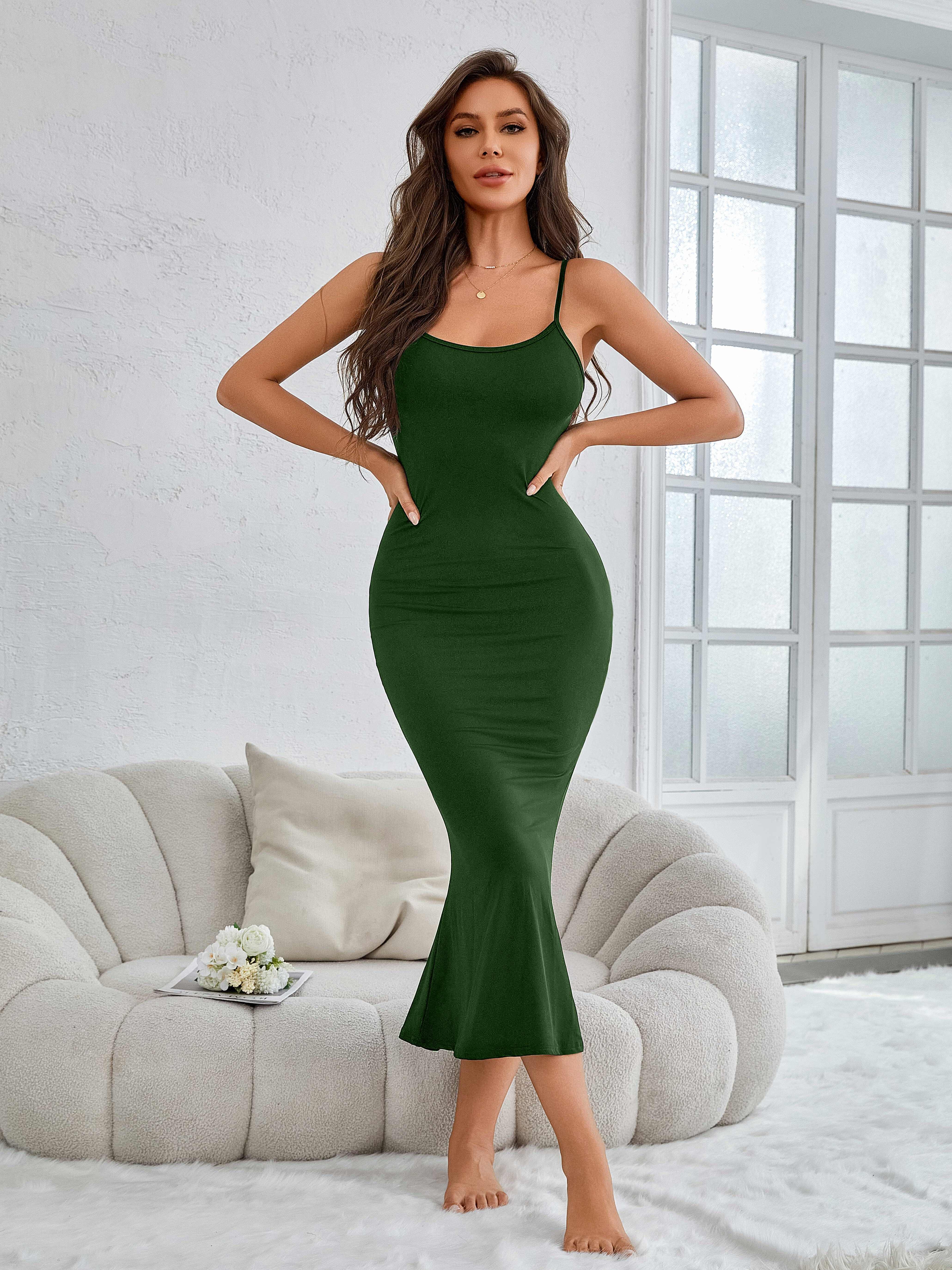 womens sleeveless solid color bodycon spaghetti strap dress - Temu Austria