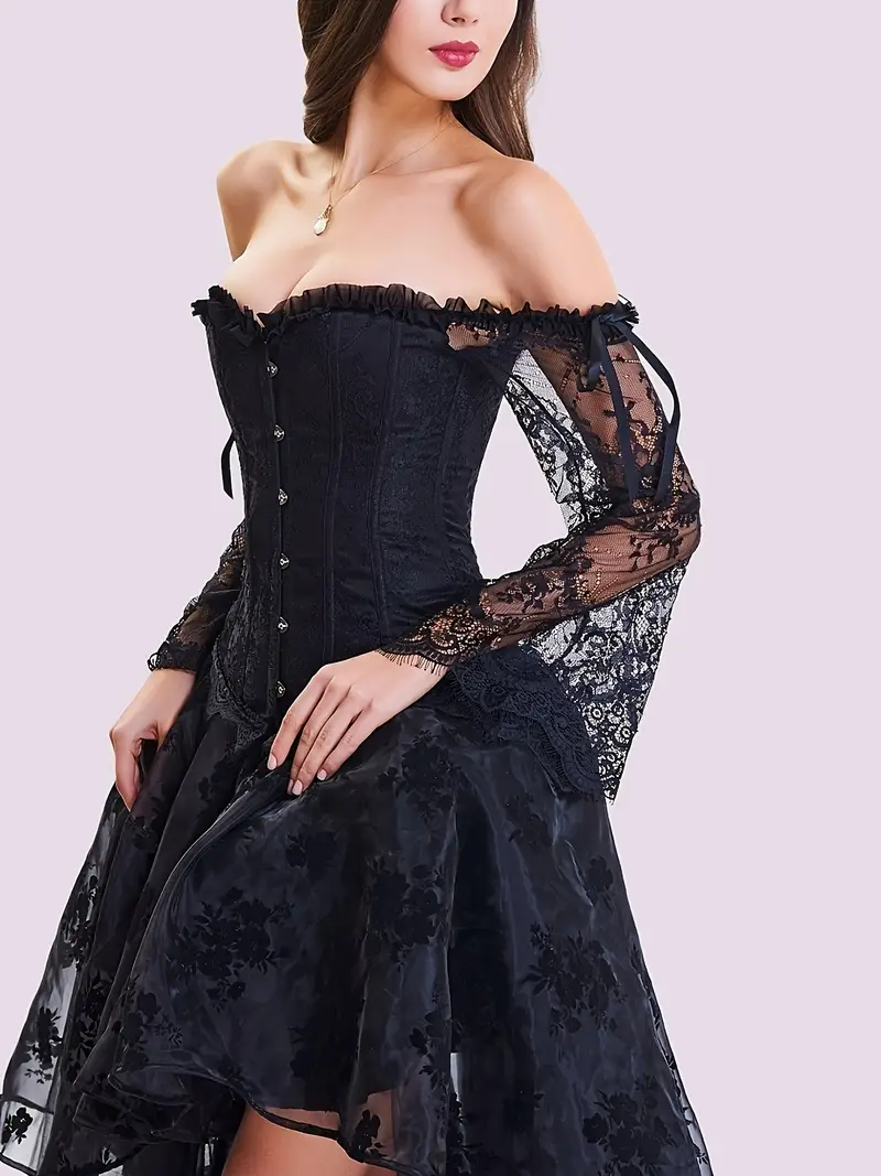 victorian style black lace shoulder long sleeve bodycon - Temu Austria victorian style black lace shoulder long sleeve bodycon - Temu Austria