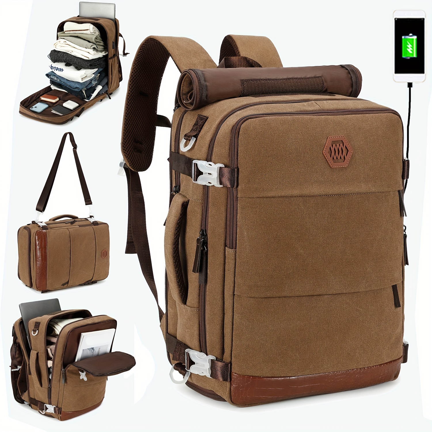 laptop-rucksack,   40l-flugzeugzugelassener handgepäckrucksack mit usb-ladeanschluss und schuhfach,   auf 17-zoll-laptop-computer, ideal für college, reisen und arbeit. 0