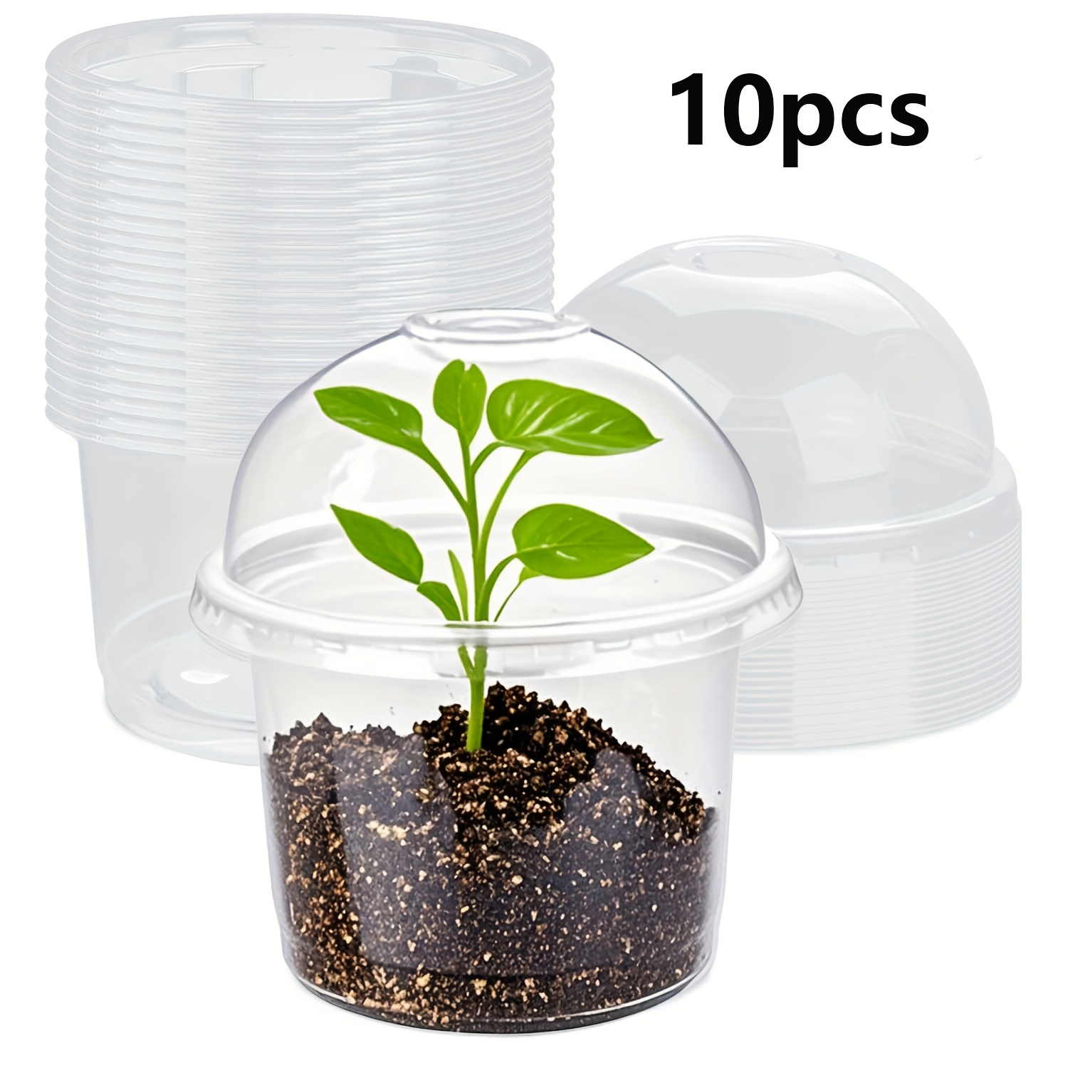 TEMU 10 Piezas Macetas Transparentes de 4 Pulgadas con de Humedad, Macetas para , Contenedores Pequeños para Plantas, Almacenamiento Exterior