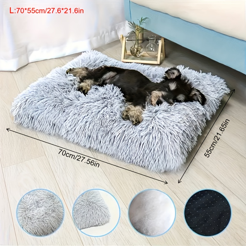 E-shop Ultraweiche, lange Plüsch-Fellhundematte - Waschbare Hundeboxauflage mit verstärkter Unterseite, komfortables, multifunktionales Haustierbett