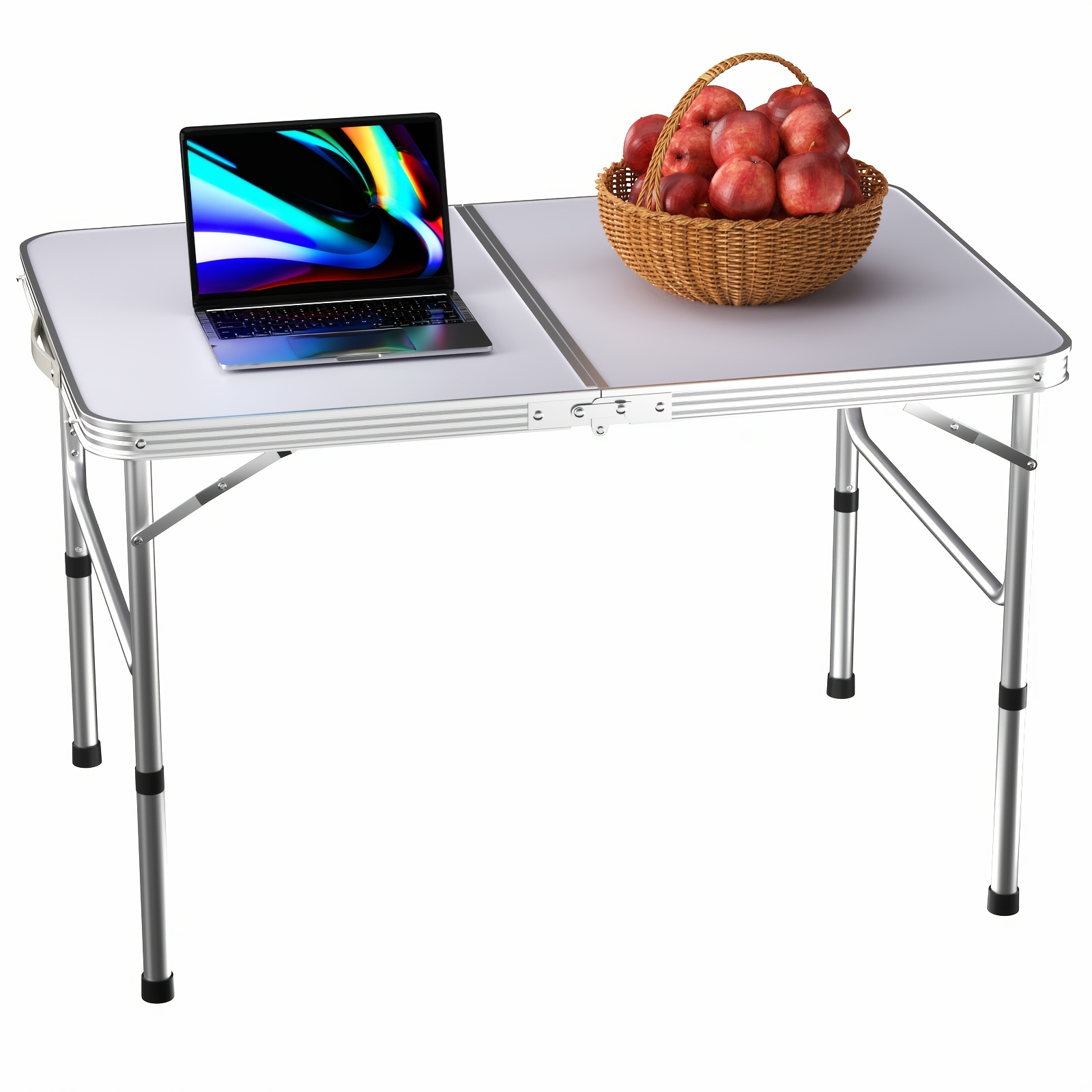 Image of 3-foot Folding Camping Table, Portable Foldable Pop-up Picnic Table, Suitable For Indoor And Outdoor Gardens, , Markets, Kitchen , Height Optional 67/37cm, Desktop Size: 90x60cm