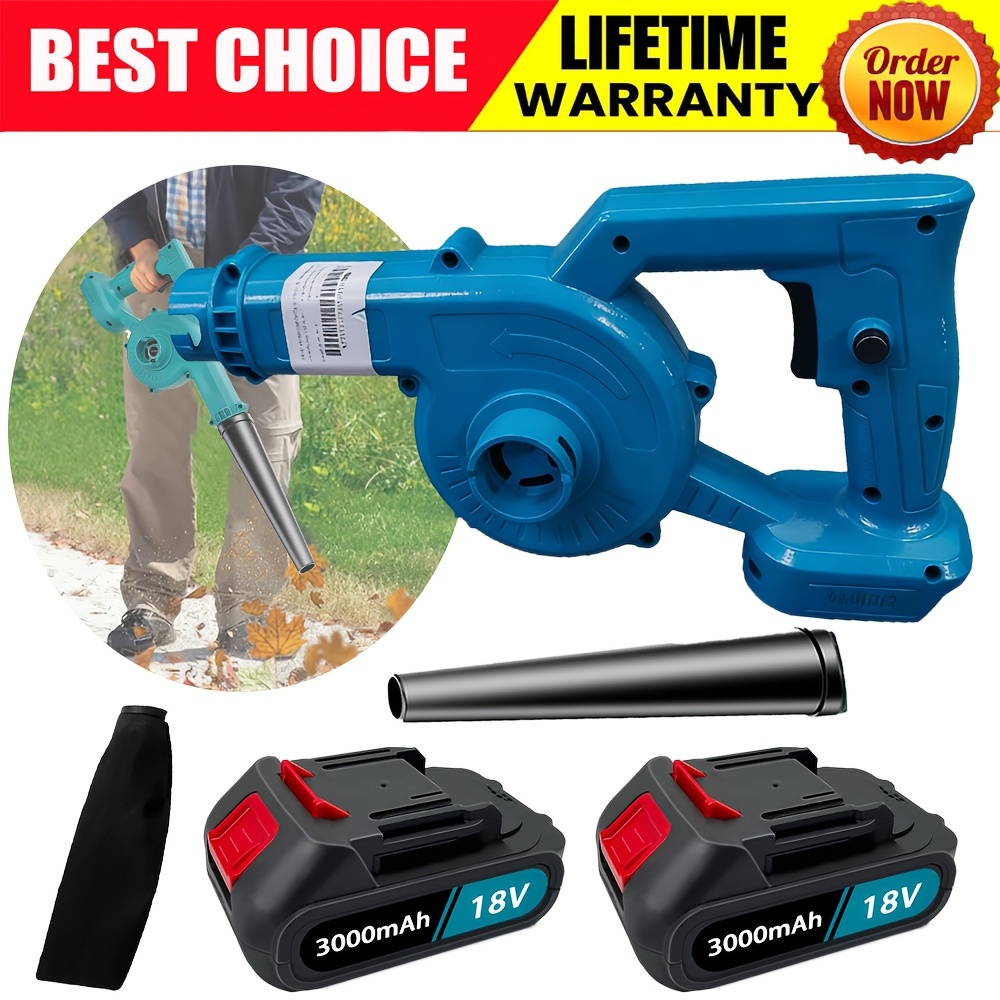 Leaf Blower & Vacuum Cleaner With 2 X 3000mah Batteries, Compatible With Makita 18v Lithium Battery, Electric Leaf…: retailer-supplied image