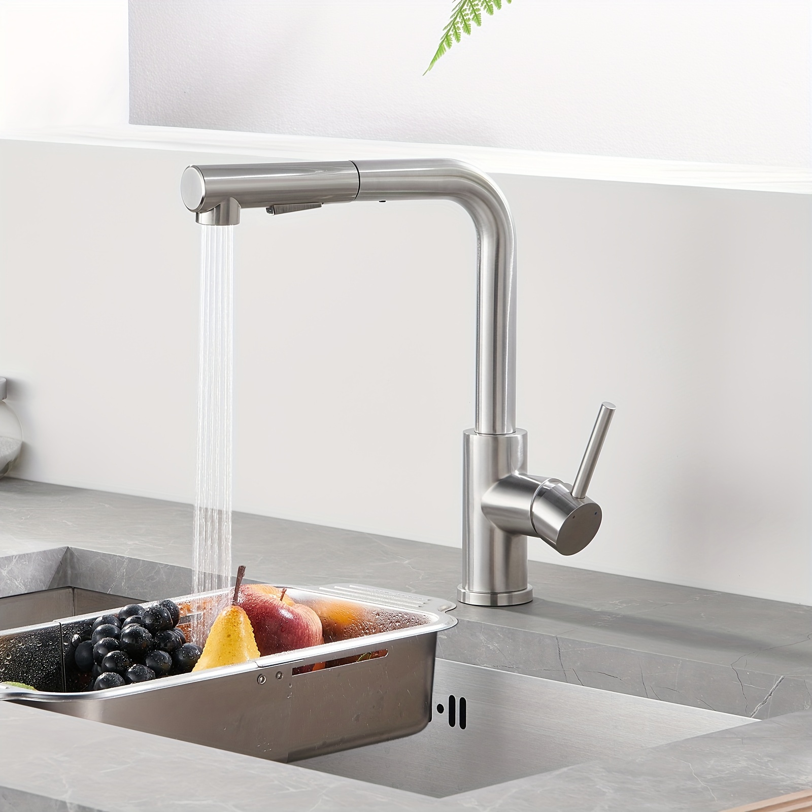 

Kitchen Pull-out Tap, Kitchen Mixer Tap With Shower, Kitchen Mixer Tap 360° Swivel, Kitchen Mixer Tap 2 Jet, Single Lever Sink Mixer Made Of Brushed Stainless Steel