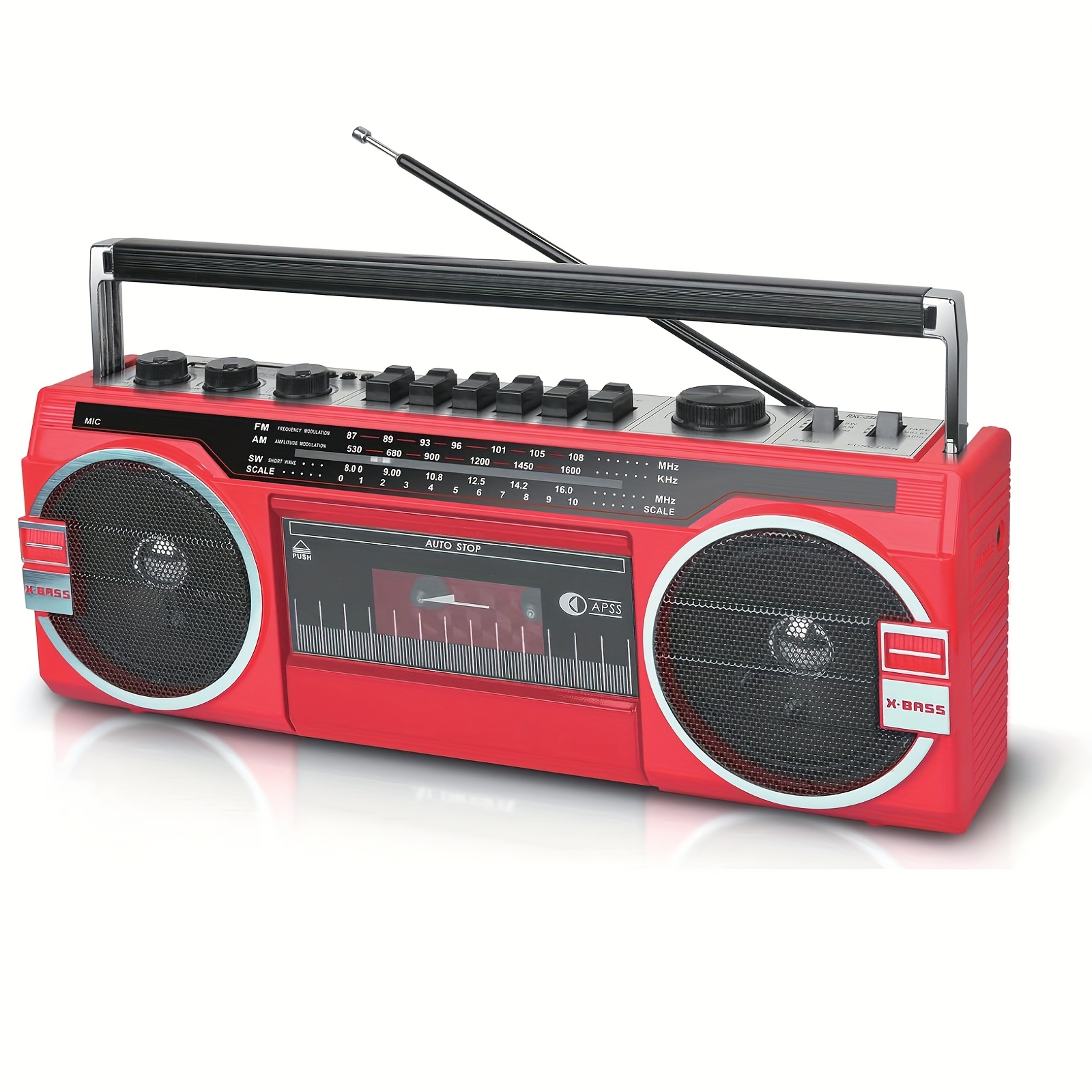 TEMU Retro-style Multifunctional -way Speaker System With Wireless , Usb, Sd, Fm, Am, Sw, Aux, And Cassette Player, With Ff/rew/rec Function, Black