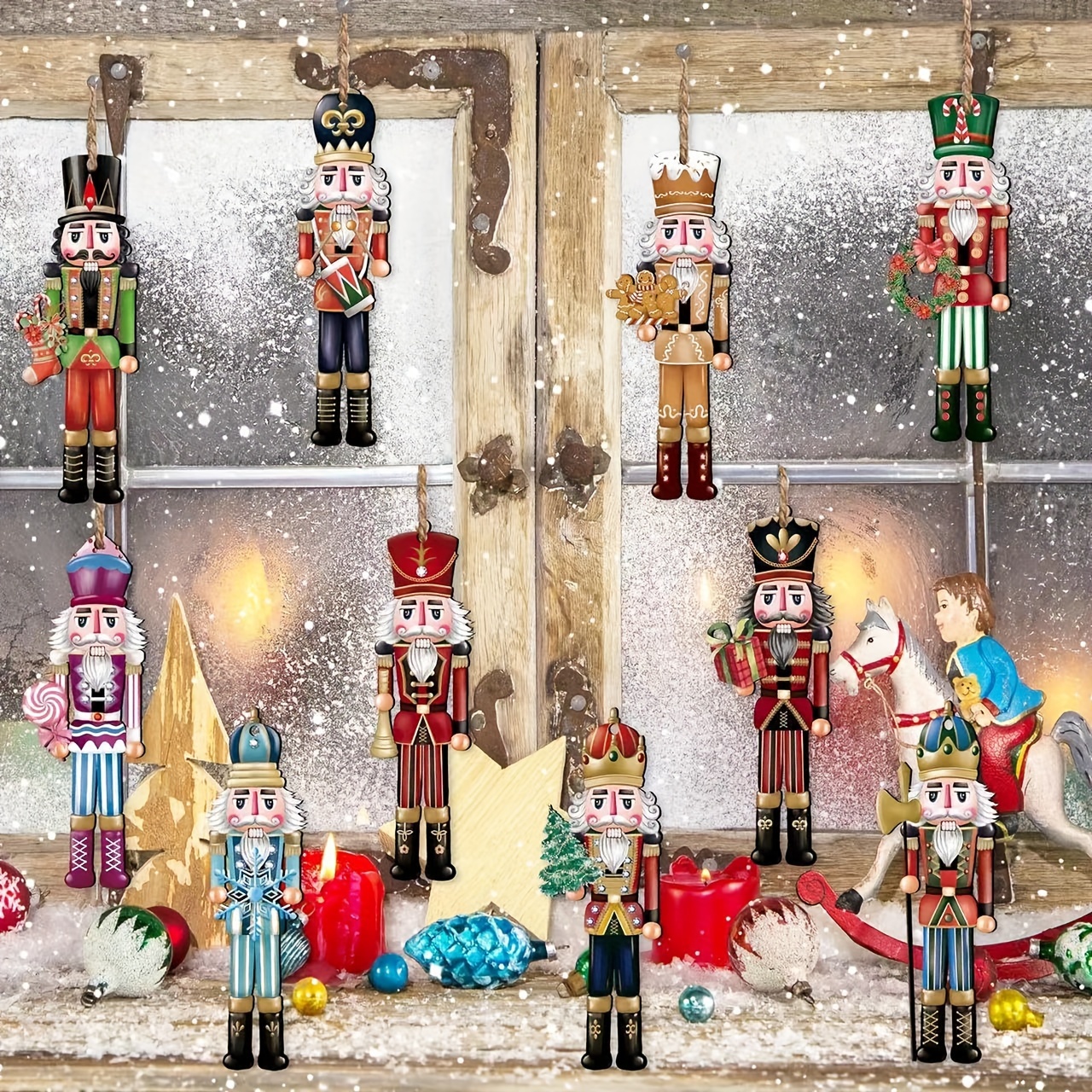 24pcs Classic Christmas Nutcracker Ornaments - Hanging Manufactured Wood Nutcracker Figures For Holiday Decorations, Christmas Tree Pendants, Festive Gift Tag Accessories, Room And Mantel Decor