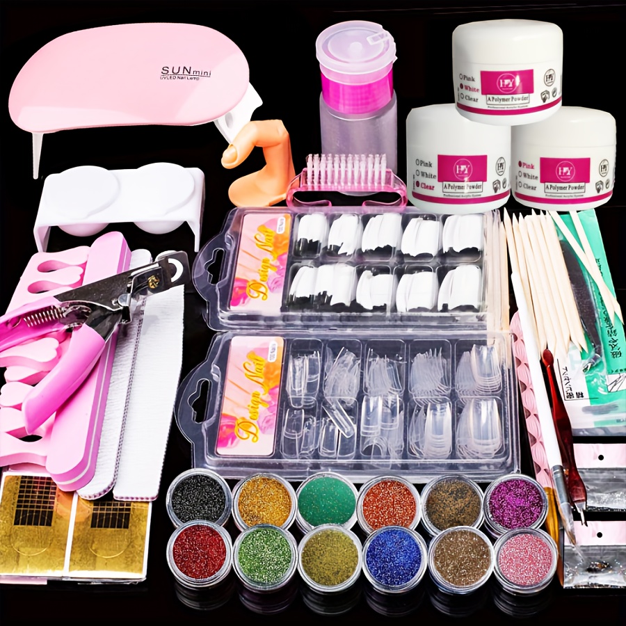 complete gel nail kit, including led lamp, nail drill, acrylic powder and liquid, false nail tips and nail art tools, suitable for salon-level manicuring | High-quality & Affordable | Temu