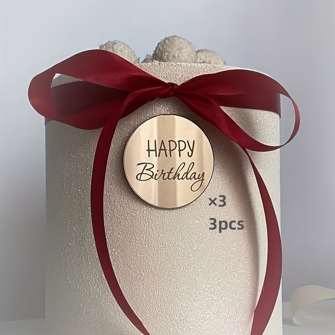 TEMU 3 Adet "Mutlu Yıllar" Harfli Dairesel Pasta Süsü, Modern Harf Grafikli Pasta Top Dekoru, Pasta Aksesuarları, Pişirme Malzemeleri, Tatil