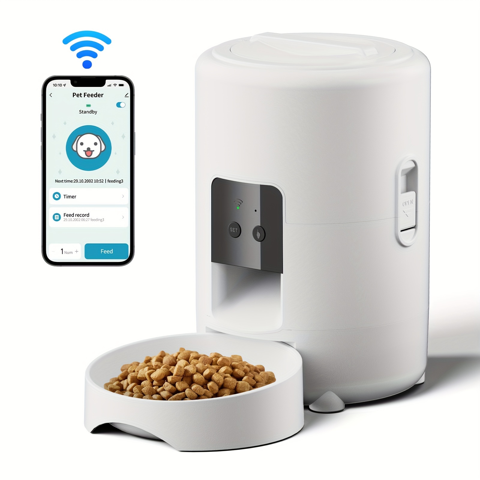 smart 2l pet feeder with   app wi fi enabled remote   dog food dispenser for small pets usb powered no plug included