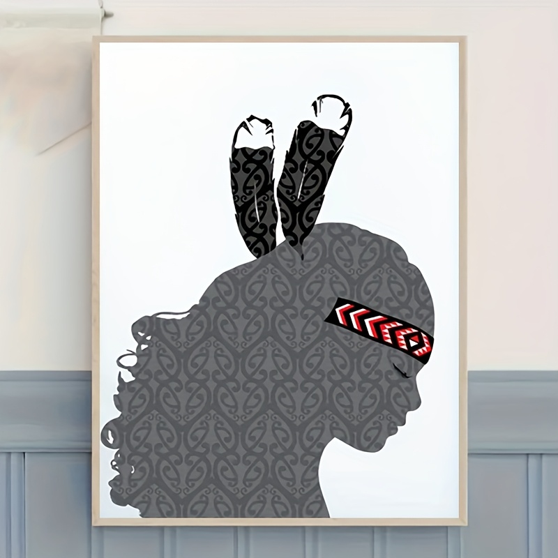 TEMU 2d Flat, 2d Flat, A Poster Featuring Zealand Māori Bird And Tribal Women's Facial Tattoos - Modern Bohemian Wall Art Print For Home, Office, And