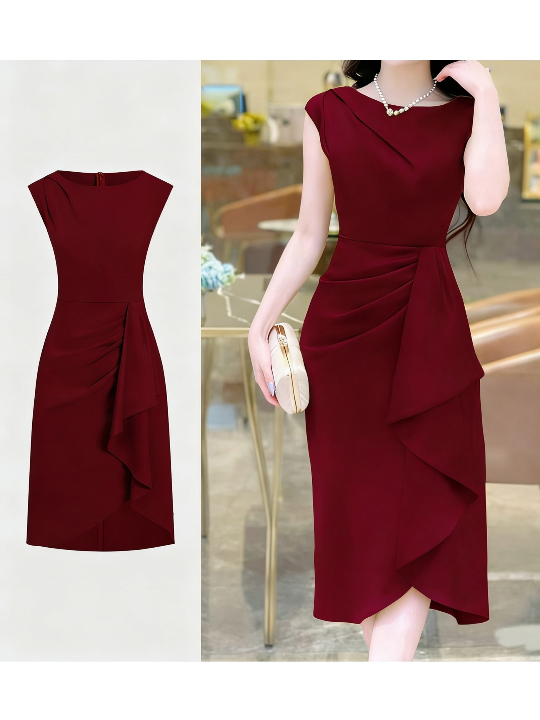 womens elegant asymmetrical smock dress short long length - Temu Germany