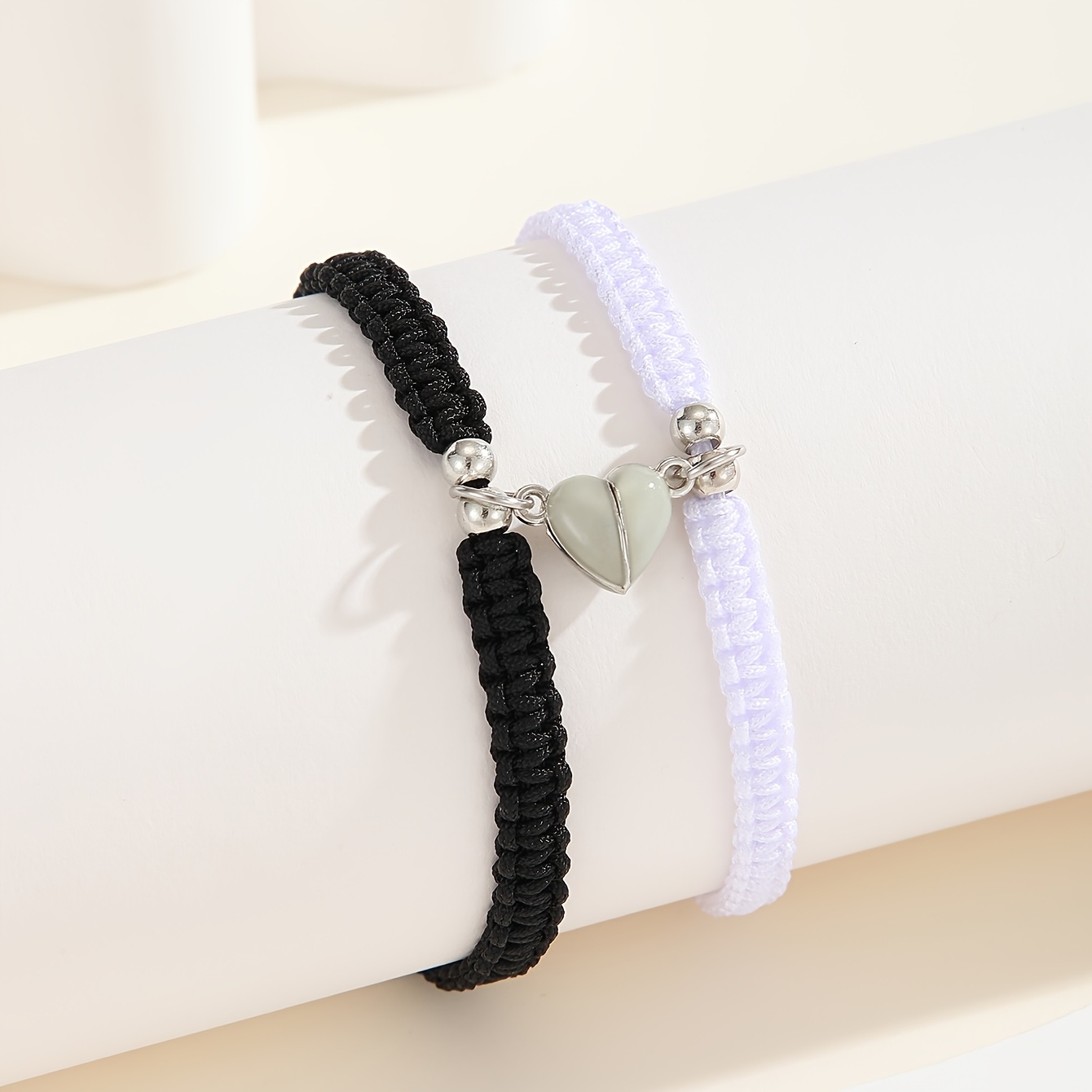 Luminous Interlocking Heart 2pcs Set Couple Bracelets, Gift