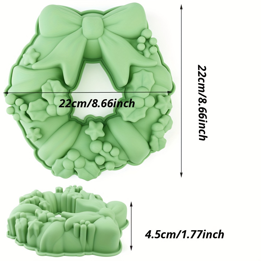 1 Large Christmas Wreath Silicone Cake Mold. This Christmas Silicone Mold Used To Make Cakes, Chocolates, Candies, And Party Cake Gift Baking Molds