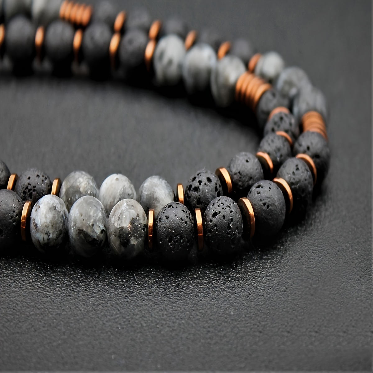 1pièce collier de perles de   noire avec accents en cuivre - chaîne   et polyvalente pour hommes et femmes,   pour un     ou   cadeau, bijoux  s | chaîne de perles de   | chaîne durable, bijoux en   Détails du produit 4