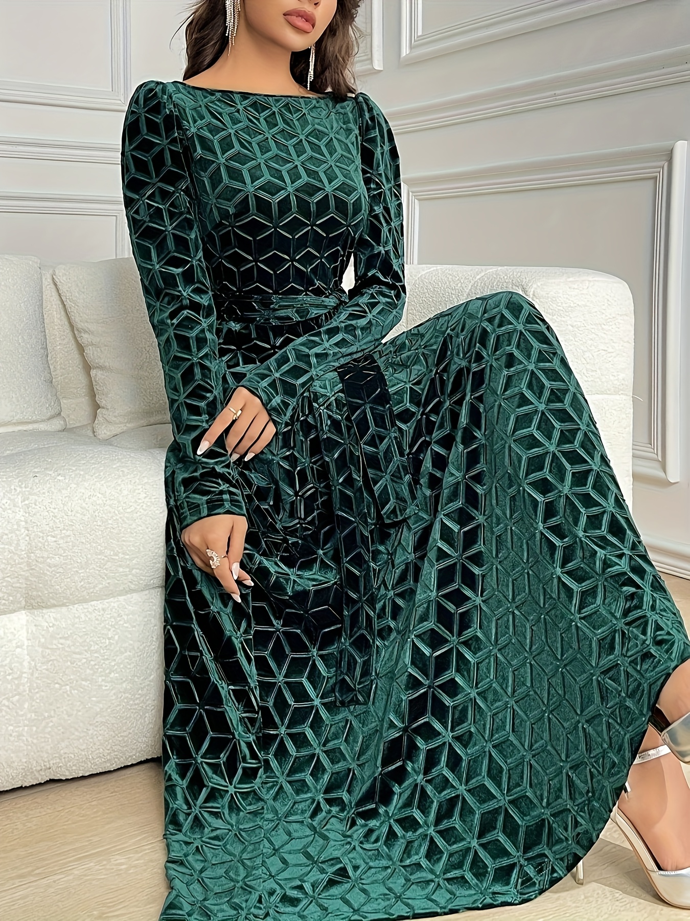 nasty gal green slip dress Harbor Green Crushed Velvet Wrap Detail Midi Dress – Girl In Mind main image 1