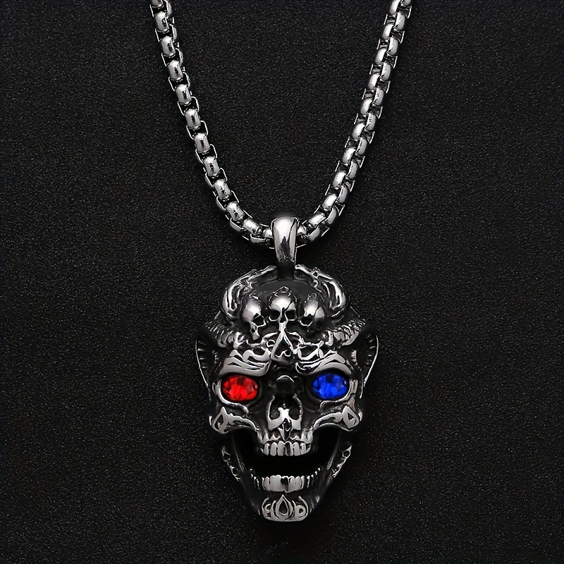 

Personalized Fashion Punk Devil Skull Alloy Pendant Hip Hop Stainless Steel Necklace Men's Jewelry