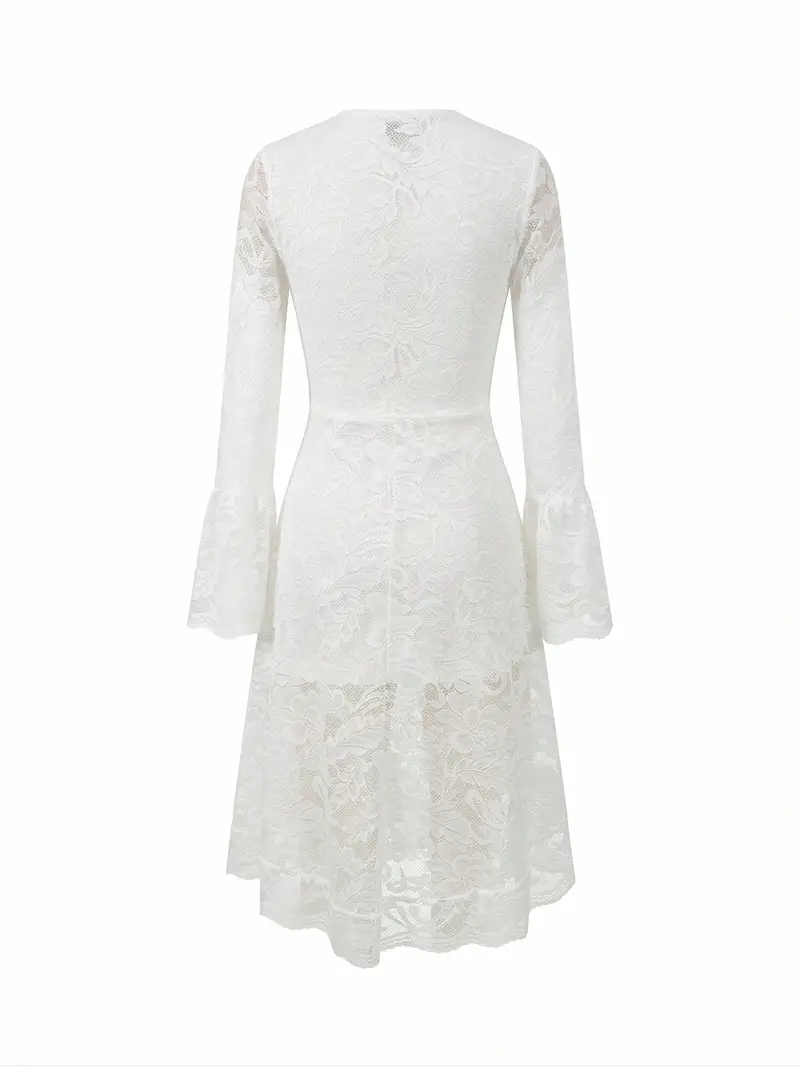 white lace dress short front long back Maxi Dress