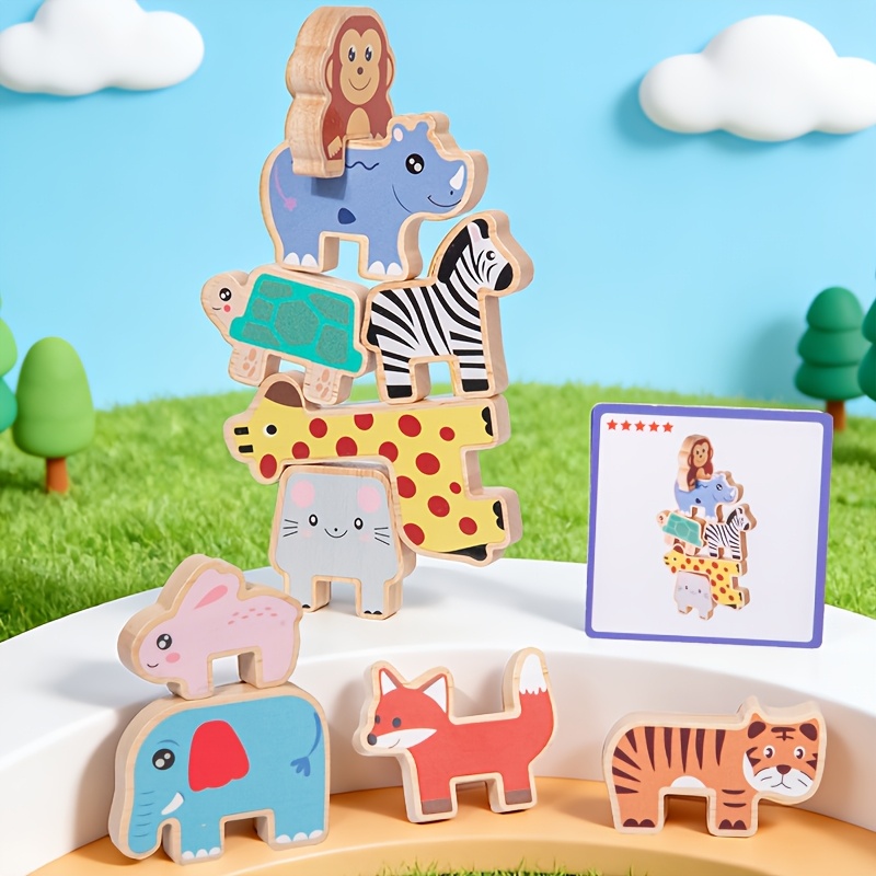 Wooden Animal Sorting Stacking Blocks Toy