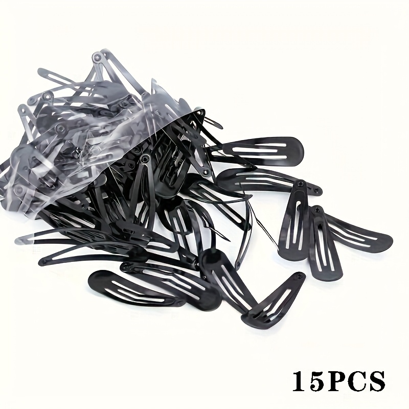 15 Black Minimalist Hair Clips, Teardrop Design, Non-slip Bb Hook, Suitable For Trimming The Forehead And
