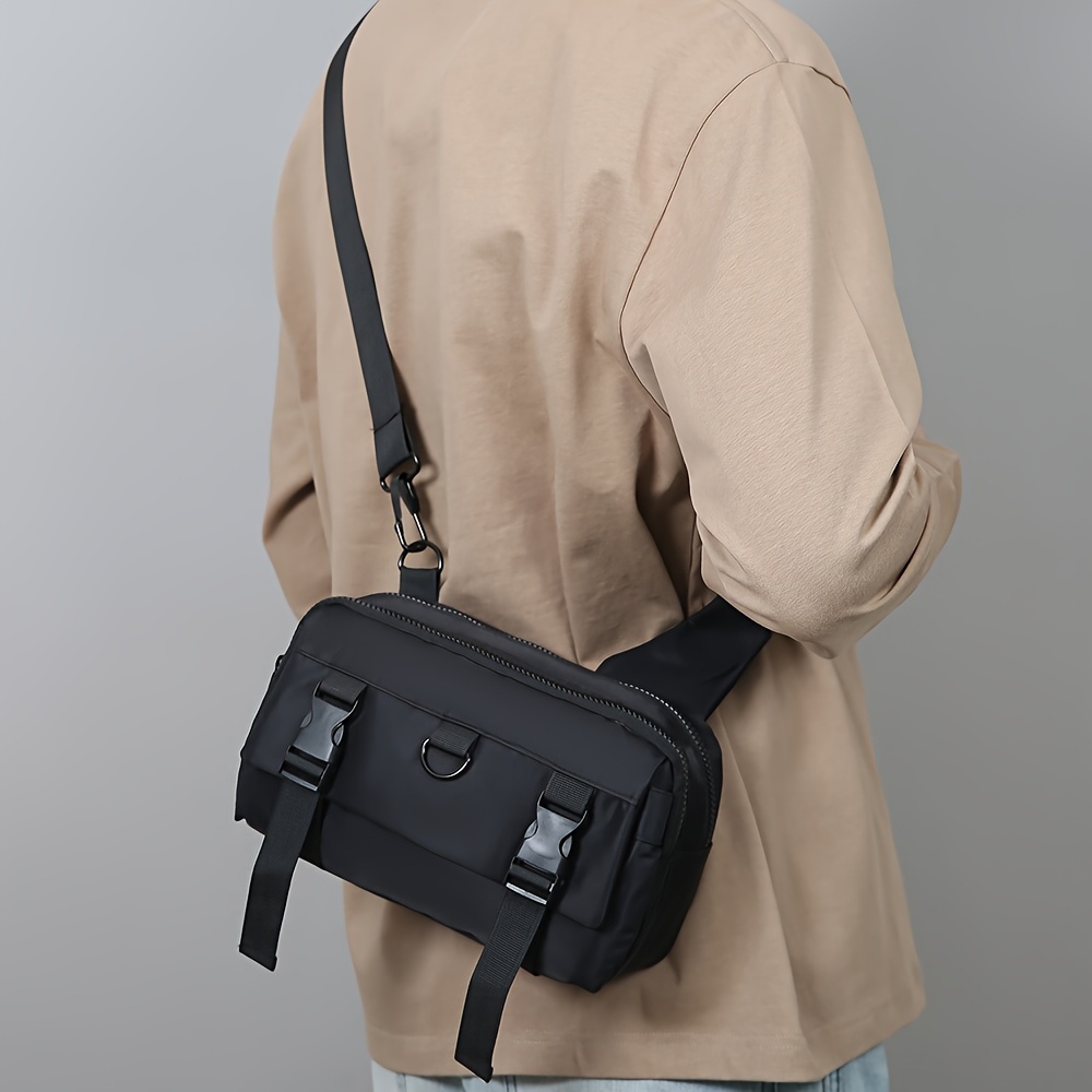 HUOHUO Men's Large-Capacity Multi-Pocket Chest Bag - Adjustable Crossbody Tote with Shoulder Strap, Suitable for Commuting, Travel &, Casual Carryall, for Smartphones/Tablets/