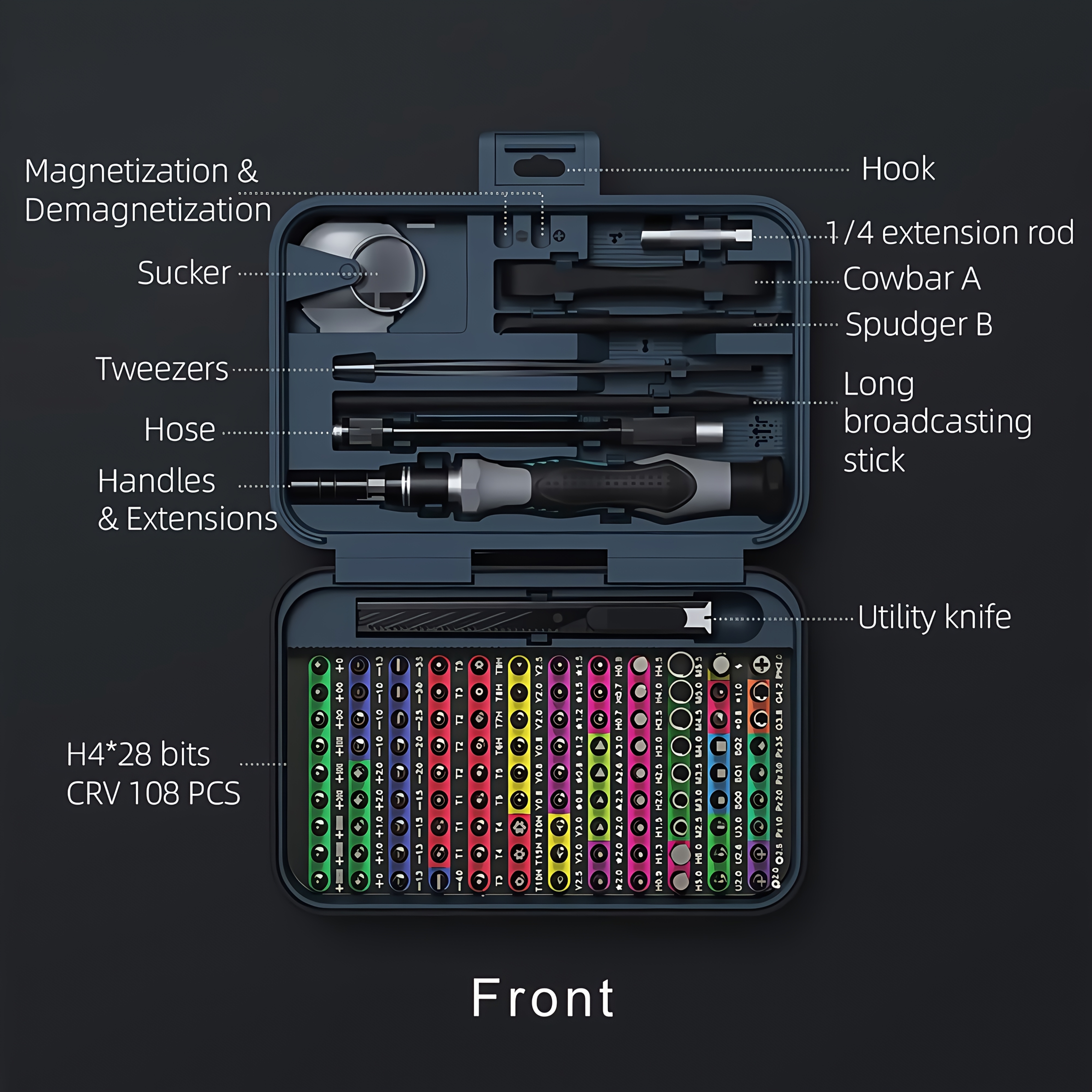 132in 1 small precision screwdriver set   repair tool kit with 108 magnetic screwdriver bits   screwdriver set with extension rod kit for phone computer tablet watch anti slip handle and 360 rotating flexible hose design Product details 3