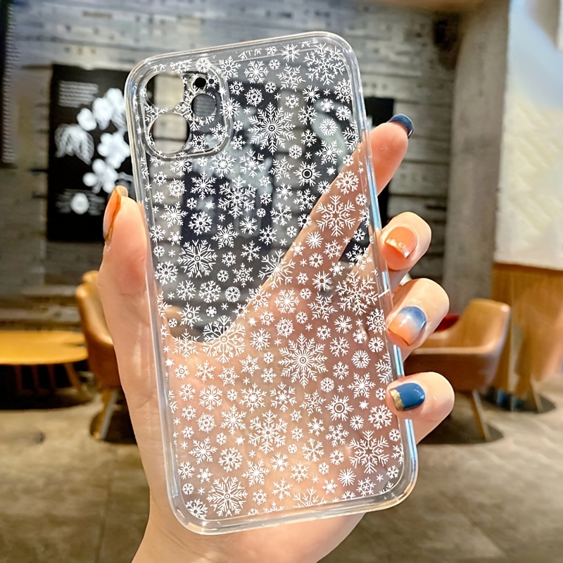 

White Snowflakes Graphic Print Phone Case For Iphone 15 14 13 12 11 Xs Xr X 7 Mini Plus Pro Max