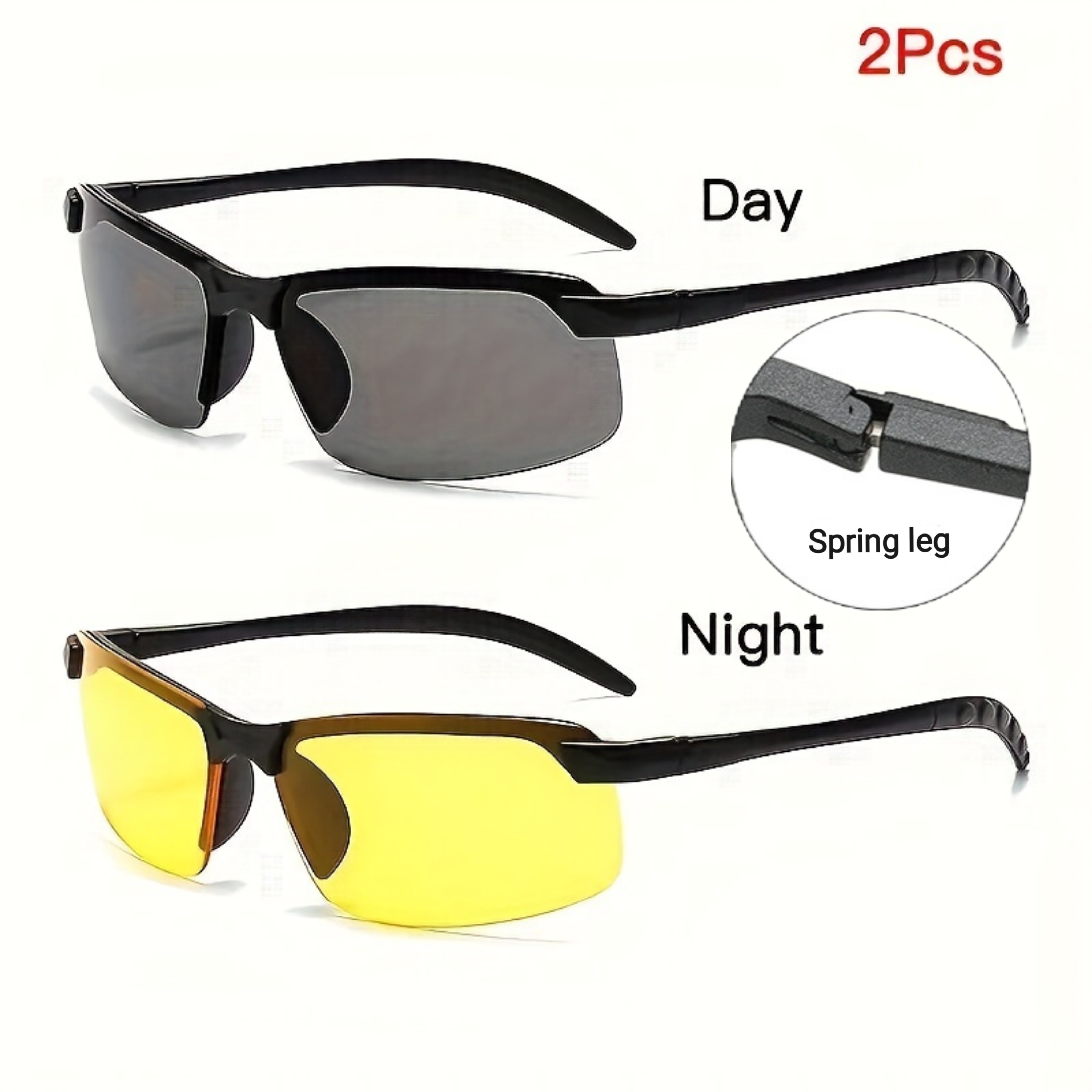 ultra light polarized night vision driving glasses for men women anti glare half for safe visibility details 3