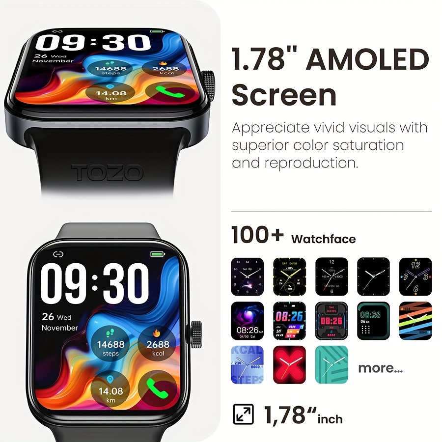 Smartwatch, Men's and Women's Fitness Tracker With Sleep Monitor, 100+ Exercise Modes, USB Charging, Android and iPhone Compatible - Image 9