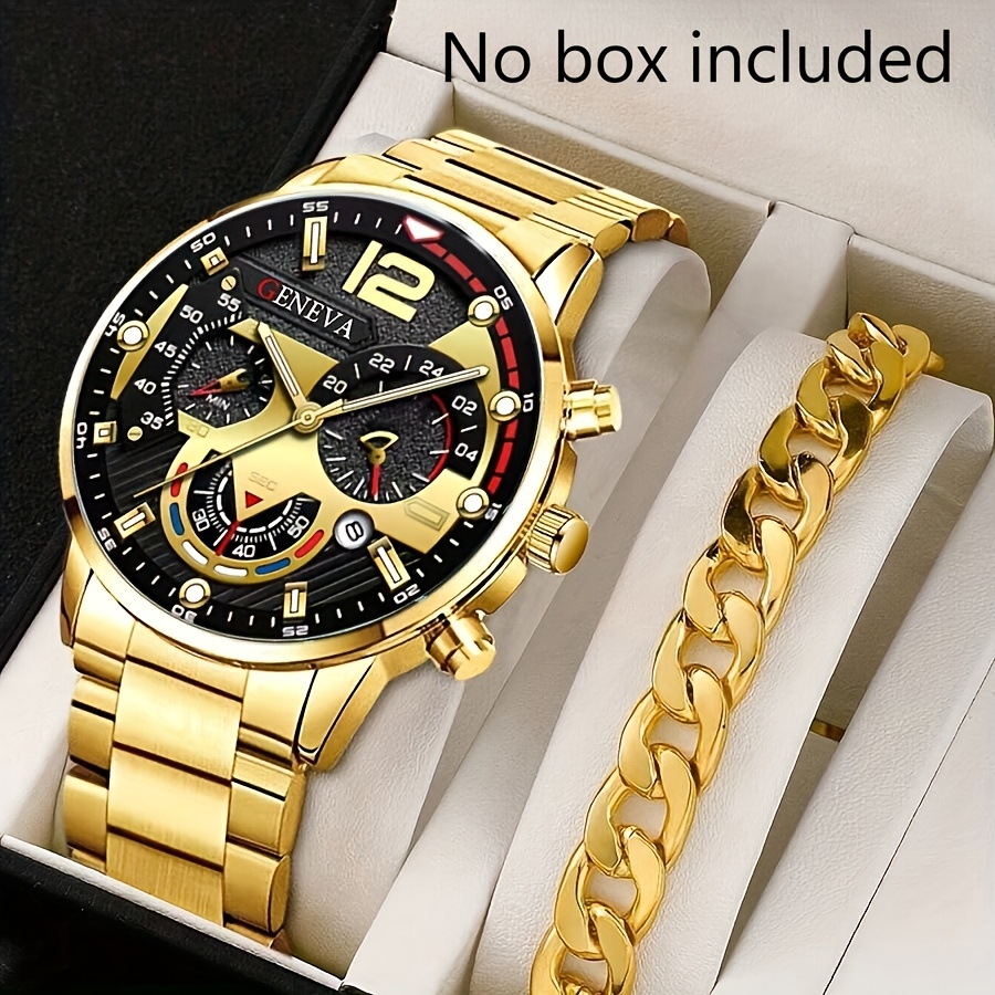 Set of 2 Gold Stainless Steel Unisex Quartz Watch Set Skyline Watch Set - Pick Any Two | Timepieces International main image 3