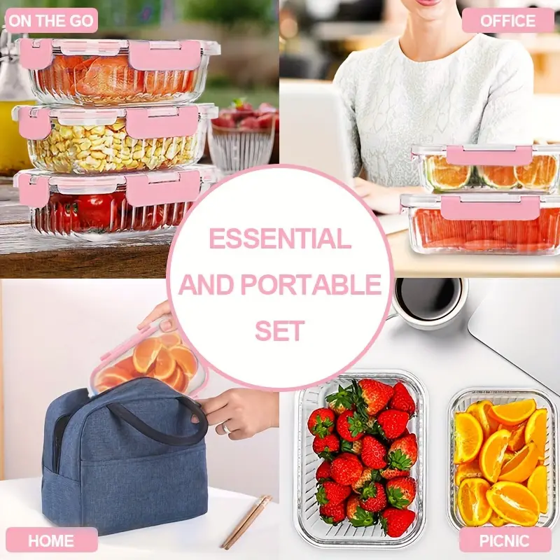 10pcs glass crisper 10 glass bowls 10 sealed lids high borosilicate sealed lids food storage container glass reusable suitable for microwave oven refrigerator dishwasher and camping food storage Product details 7