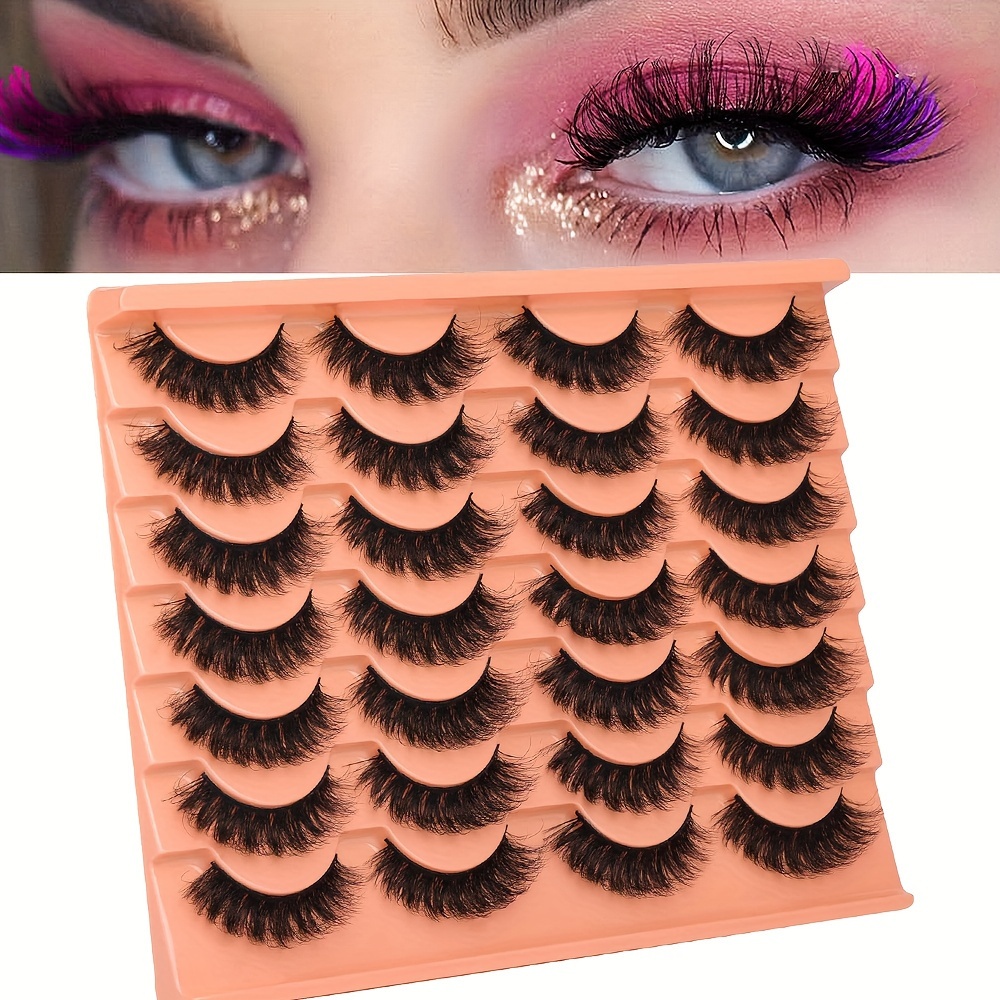 Faux Mink Lashes False Eyelashes Long Wispy Messy Lashes - Temu