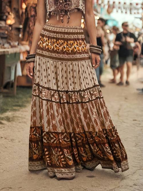 spring summer womens fashion ethnic print skirt suitable for parties and beach summer skirt