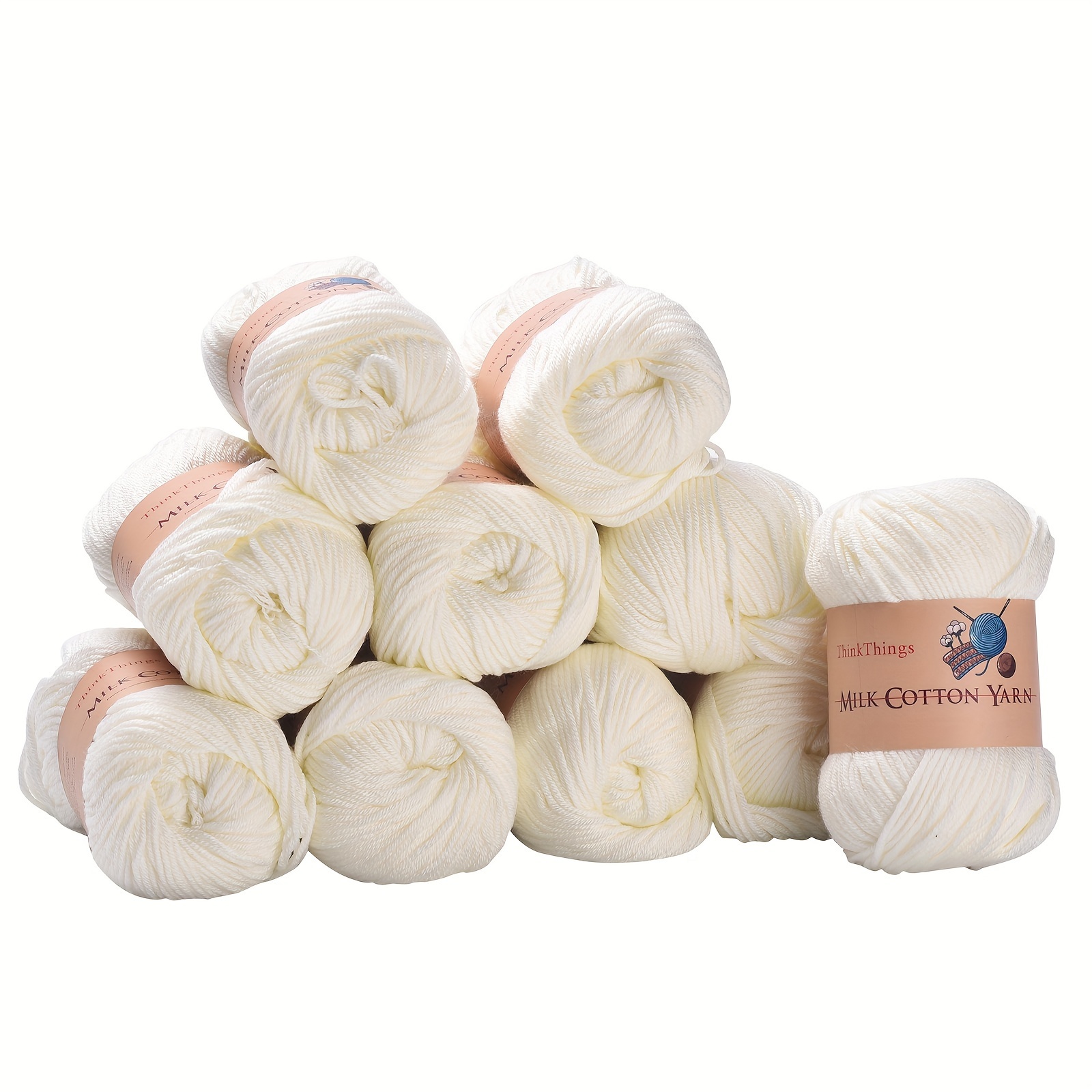 

Thinkthings Acrylic Yarn For Crocheting Hand Knitting Crochet Yarn Milk Cotton Yarn White 10balls Pack 17.6ounces, Acrylic Yarn, Milk White Yarn For Beginner