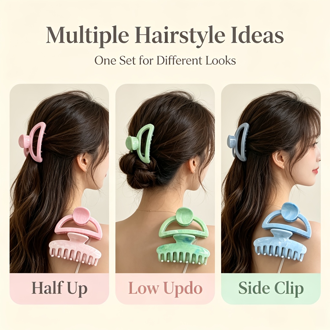 2pcs Textured Flat Dragonbone Hairpin, Medium Half-Round Clip