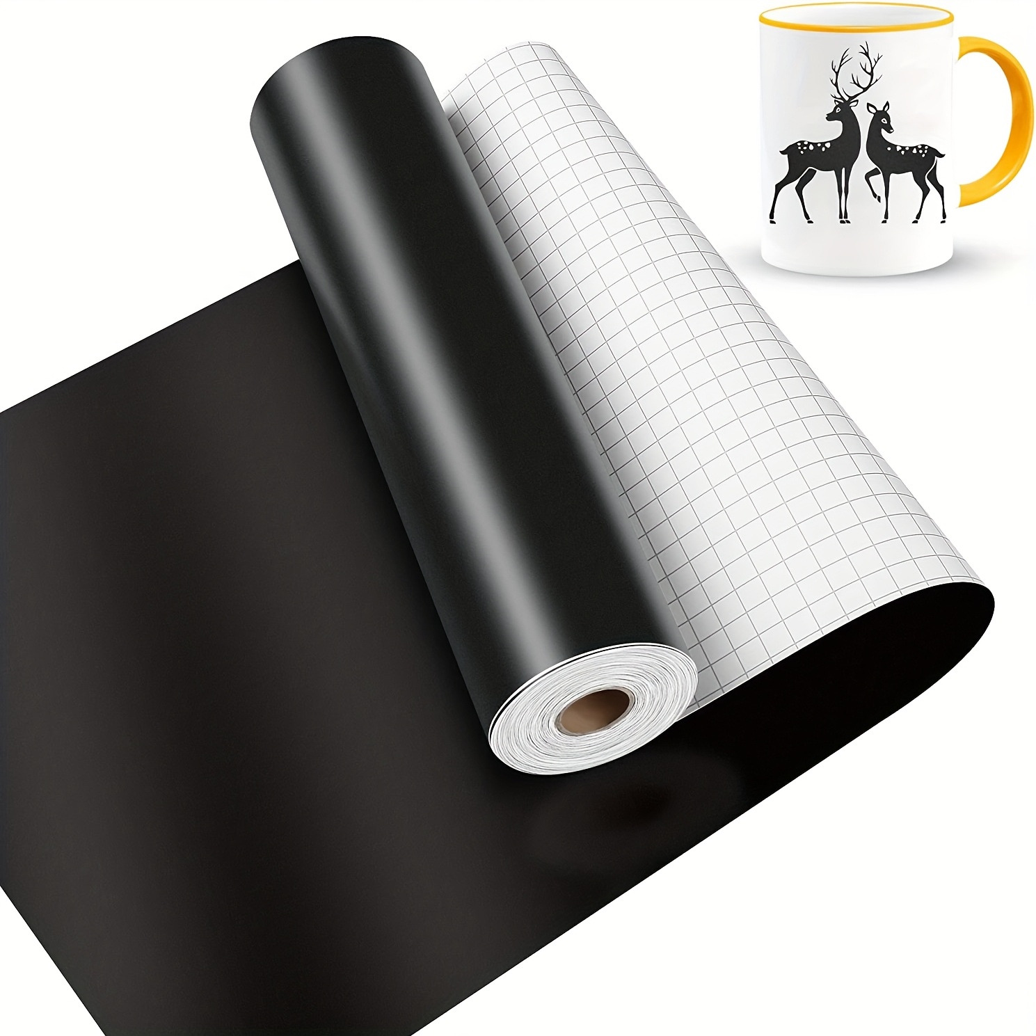 

1 Roll Black Adhesive Vinyl, 12 Inch X 25 Feet, Paper Material, Permanent Adhesive For Crafts, Hole & Vinyl Cutter, Easy To Cut, , Transfer & Apply, Waterproof & Strong Stickiness