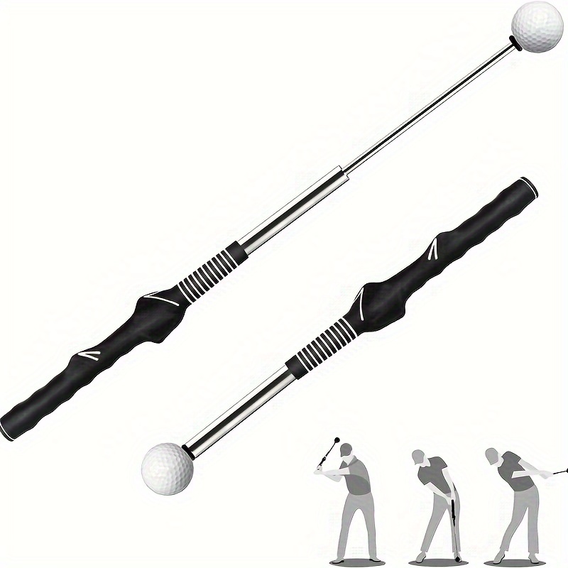 

1pc Stainless Steel Retractable Swing Trainer With Rhythm - Swing Practice Aid, Grip Trainer Accessory Rubber Anti-slip Handle For Swing Training, Power And Tempo