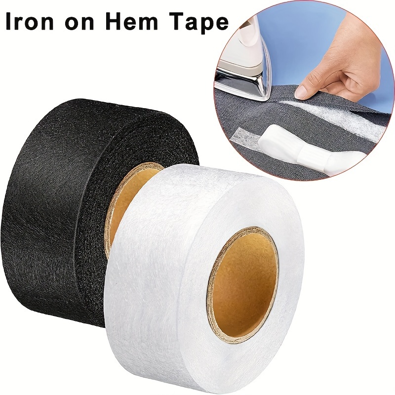 

Double-sided Interlining Adhesive Fabric Clothes Iron-on Hem Tape - Black And White, 1cm/1.5cm/2cm Width, 24m/944in Length, Suitable For Diy Sewing And Patchwork